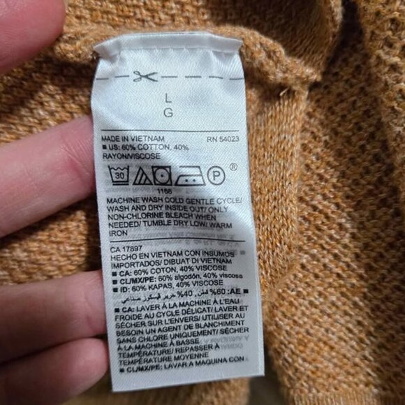 Old Navy V-Neck Spice Orange Textured Knit Long Sleeve Tunic Top Size Large - Picture 10 of 11